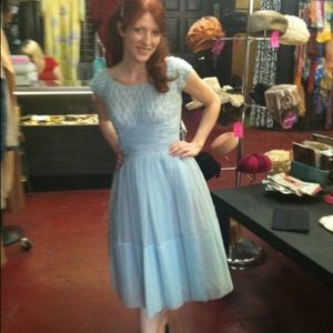 Sweet blue authentic 1950s vintage party dress